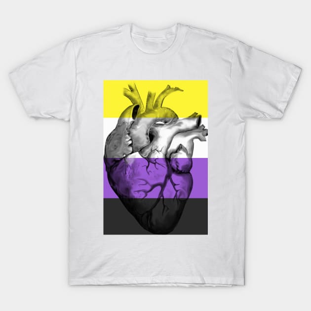 Nonbinary Pride Anatomic Heart T-Shirt by incloudines